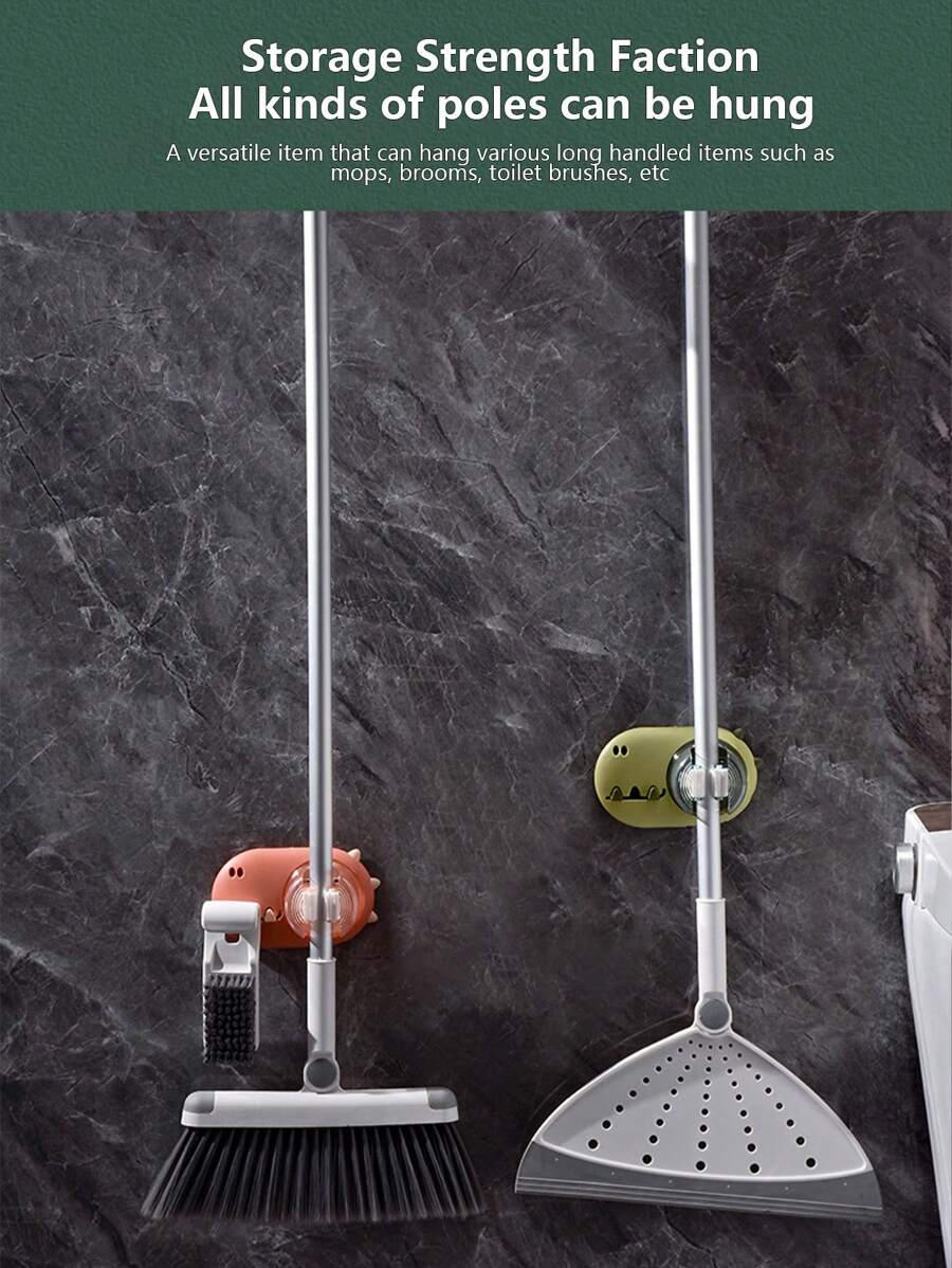 1pc Cartoon Mop Clip Wall Mounted Mop Holder, Bathroom Storage Rack, Broom Hook Organizer, Multi-Function, Over The Door Organizer, Clothes Hook, Wall Coat Hanger, Wall Adhesive Hook, Command Strips, Wall Organizer, Hanger Set, Photo Frame Wall, Command Hook No-Drill