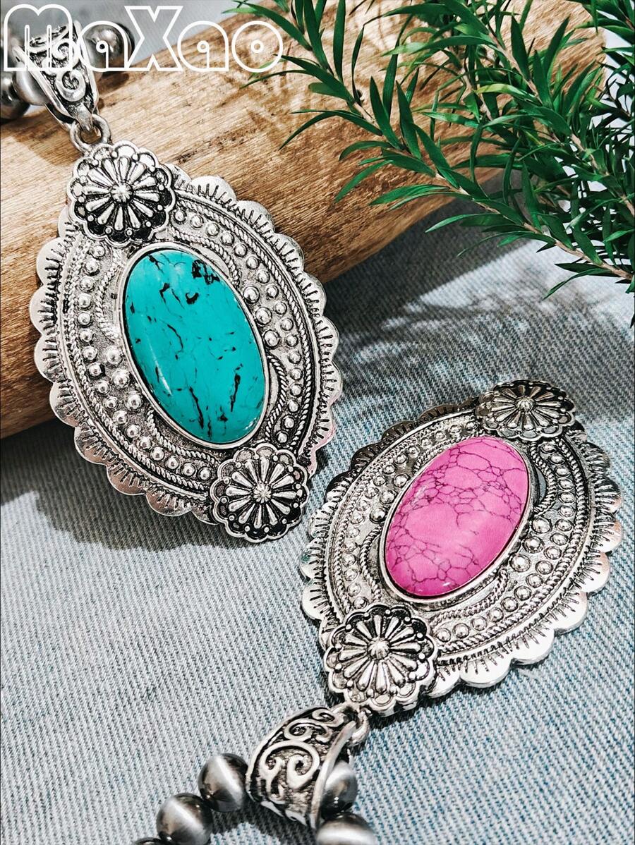 Vintage-Inspired Large Concho Pendant Multi-Layered Necklace For Women, Available In Different Colors To Match Various Outfits, Great As Self-Purchase Or Gift For Best Friends, More Vintage Styles Available In-Store