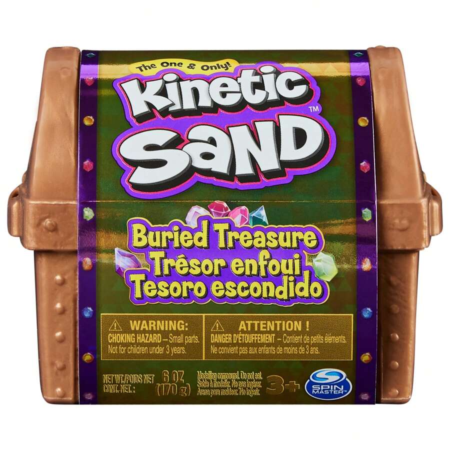 Spin Master Kinetic Sand, Hidden Treasure Playset With 6oz Of Kinetic Sand And Surprise Hidden Tool (Style May Vary)