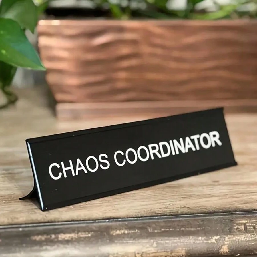 Chaos Coordinator" Decorative Metal Desk Nameplate - Perfect Office Decor & Coworker Gift, No Power Needed, Holiday Decoration, Amusing Trinket