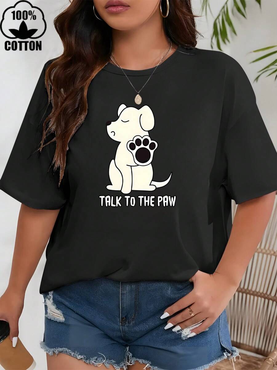 Happy Valentine'S Day Women's Funny Dog Lovers T-Shirt, Women's 220g Round Neck Casual Heavy Pure Cotton T-Shirt (1 PC)