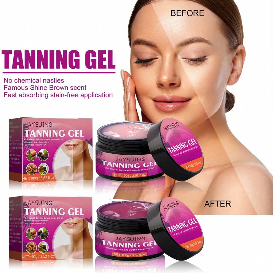 100g/3.52 Fl.Oz After Sun Tanning Gel, Hydrating & Moisturizing, Helps To Create Natural-Looking Summer Tan, Nourish And Reduce Wrinkles, Achieve Even Tanning Effect, Prevent Sun-Induced Skin Aging, Suitable For Beach & Outdoor Activities In Summer