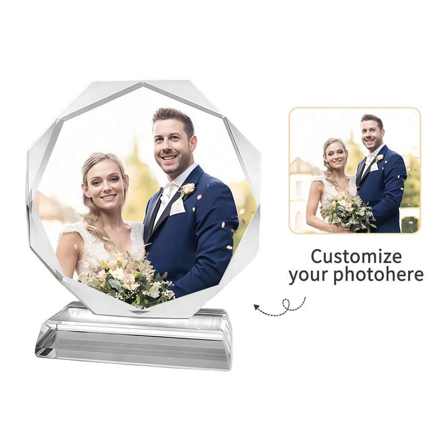 1 st. Gepersonaliseerde fotokristallen hanger, aanpasbare fotohanger met displaystandaard, perfect aandenken voor koppels, perfect feestelijk cadeau voor Nieuwjaar en Valentijnsdag!