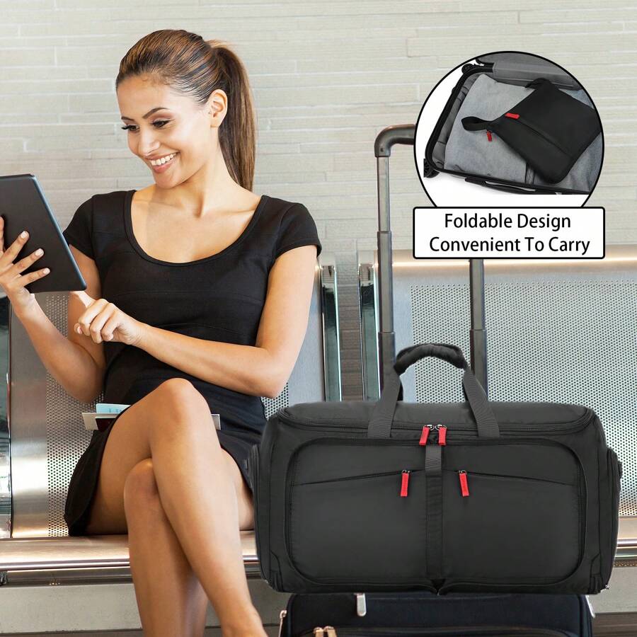 Seyfocnia Carry On Garment Bag Foldable Garment Bags For Travel, Duffle Garment Bag With Shoe Pouch 2 In 1 Hanging Suitcase Suit Bag Men Convertible Garment Bag For Weekend Sport International Women's Day