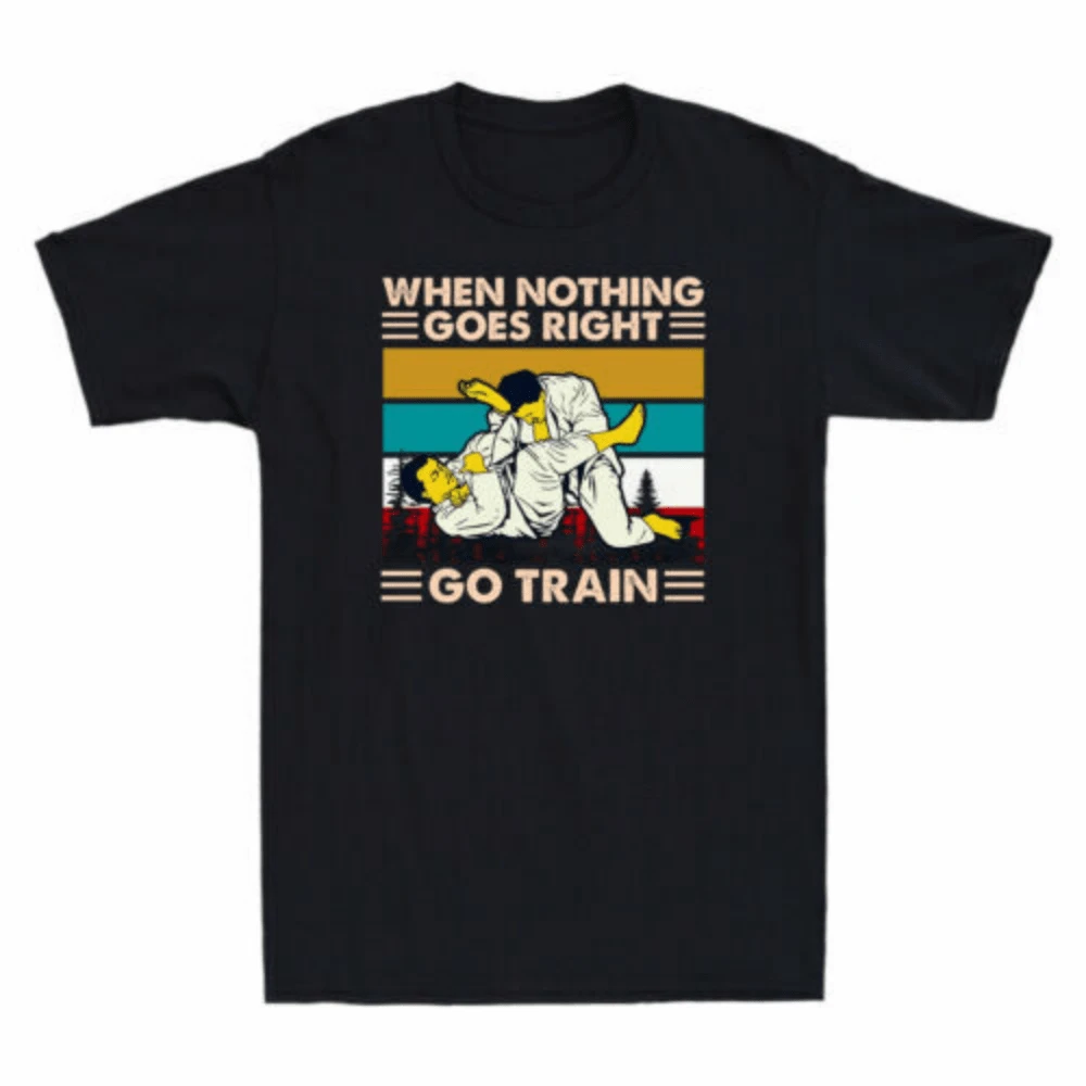 Jiu Jitsu When Nothing Goes Right Go Train Vintage T-Shirt Black Tee