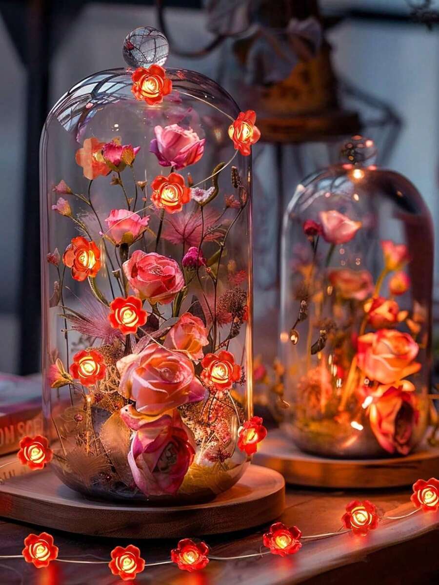 2PCS LED Valentine's Day Lights String Battery Operated, Valentines Decorations Heart Fairy Lights Romantic Decor Home Bedroom Valentines Day Decor