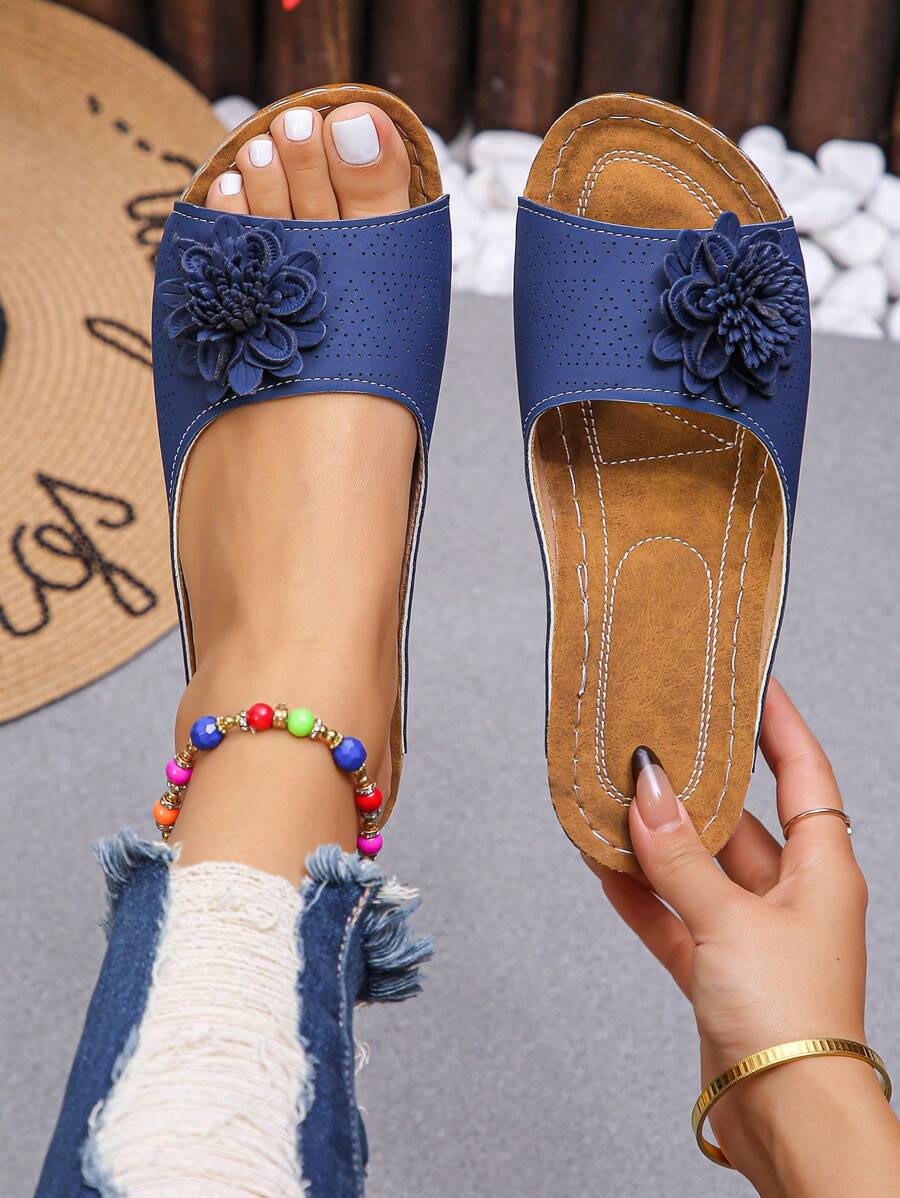 Dames Hollow Floral Decor Modieuze Lichtgewicht Platform Wedge Sandalen