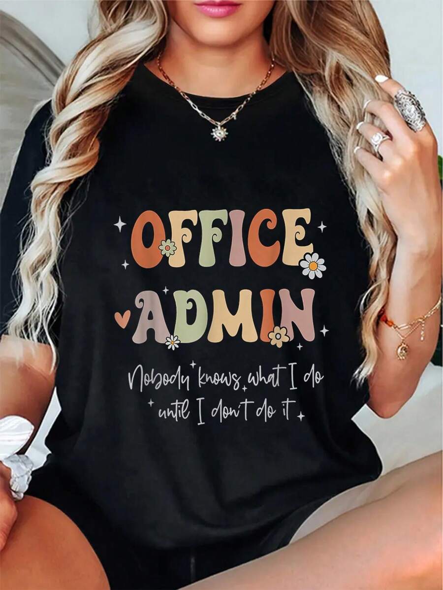 Office Admin Front Desk Administration School Admin Team Fun T-Shirt Casual Short Sleeve Shirt