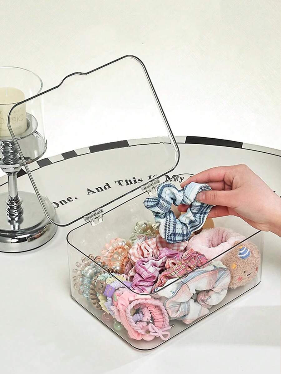 1pc Hair Accessory Storage Box, Little Girl Headband And Rubber Band Accessory Box, Hair Clip, Hairpin, Headwear, Large Capacity Jewelry Box, Flip Top Desktop Storage Box, Multifunctional Storage Box For Miscellaneous Items, Stationery, Cosmetics