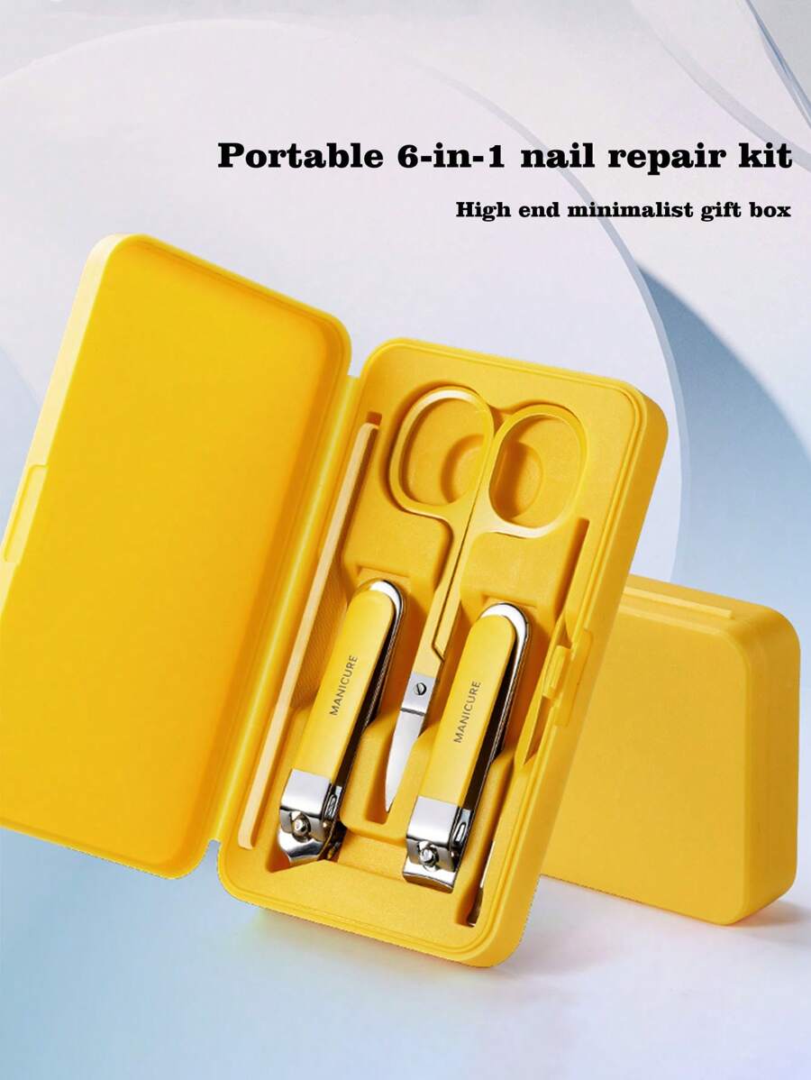 6 In 1 Plastic Box Nail Clipper Set, Nail Clipper Set With Ear Pick And Nail File, Sharp Edge Fingernail And Toenail Clipper Cutter For Manicure And Pedicure, It Is The Preferred Choice For Personal Use And Gifts