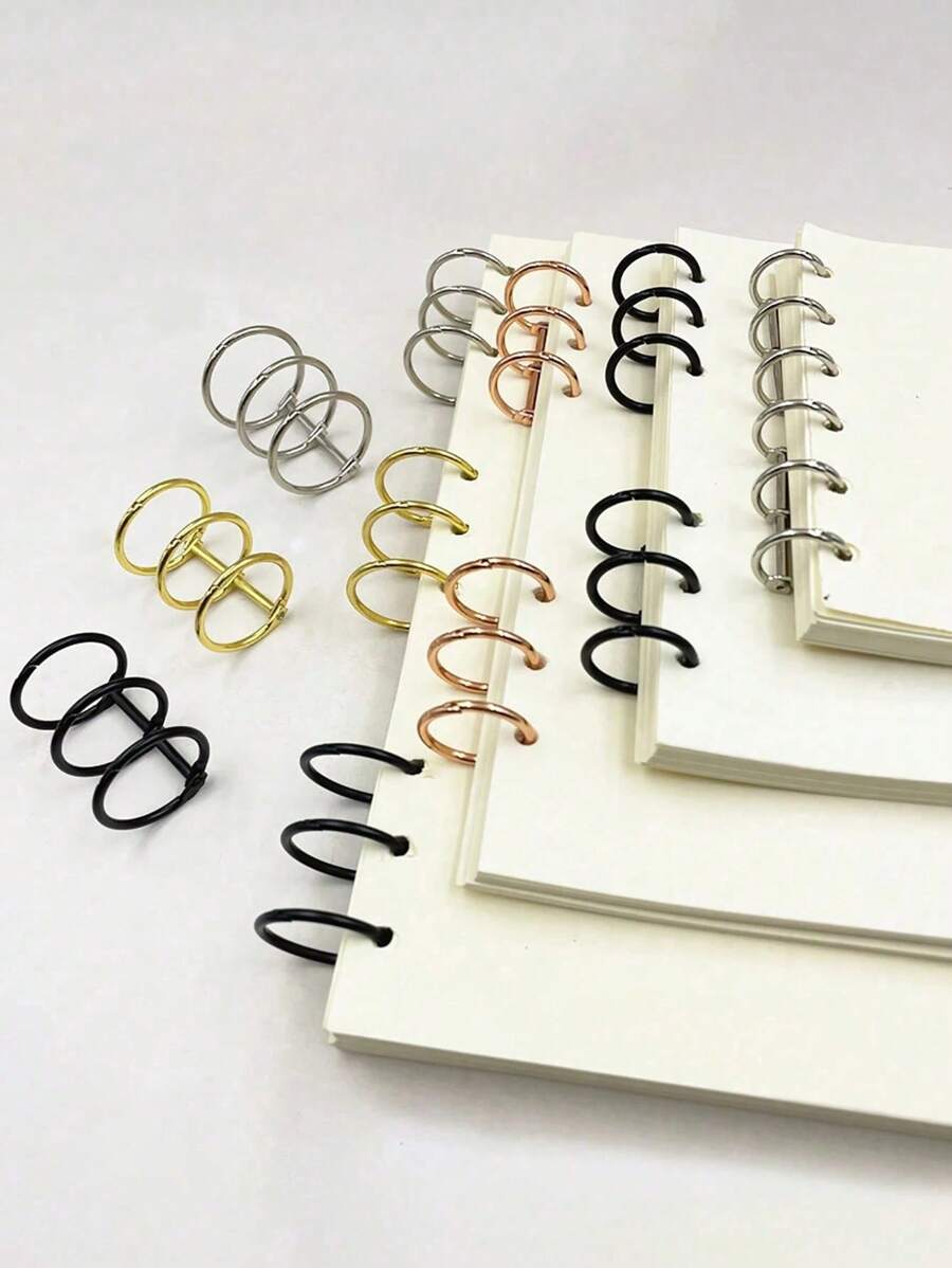 2 piezas de anillos para encuadernación de libros, anillos sueltos para hojas sueltas, anillos abiertos para calendario, diario, colores surtidos, anillos de hojas sueltas de fácil apertura y cierre, accesorios de calendario