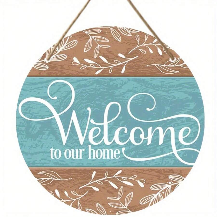 Attractive "Welcome To Our Home" Round Wooden Signage - Perfect For Front Doors, Porches, Living Rooms, Bedrooms, Gardens And Courtyards | Interior/Outdoor Wall Art