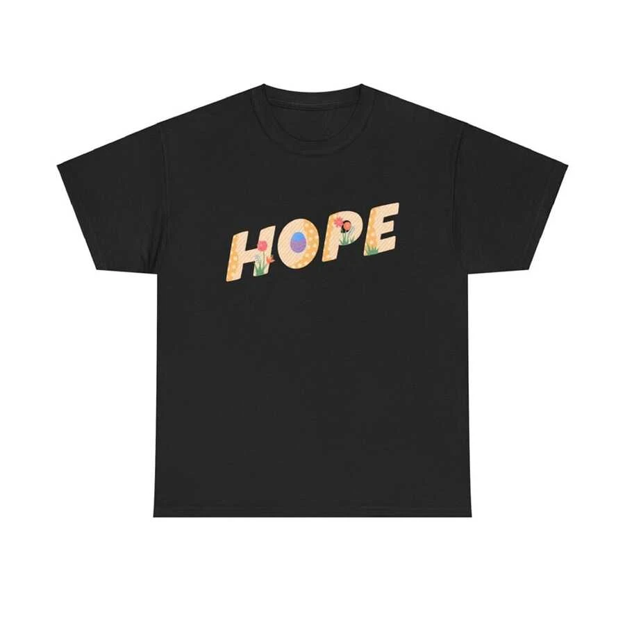 Hope Illustration Graphic T Shirt Cool Minimal Elegant Bunny Floral Easter Art