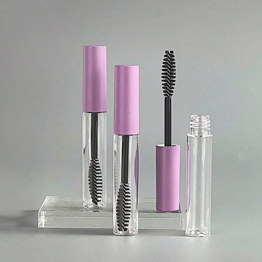 Set de 1/5/10 piezas botellas de aplicador de delineador de ojos transparentes recargables de tamaño de viaje con tapa morada, recipientes de 5ml para rellenar maquillaje de ojos