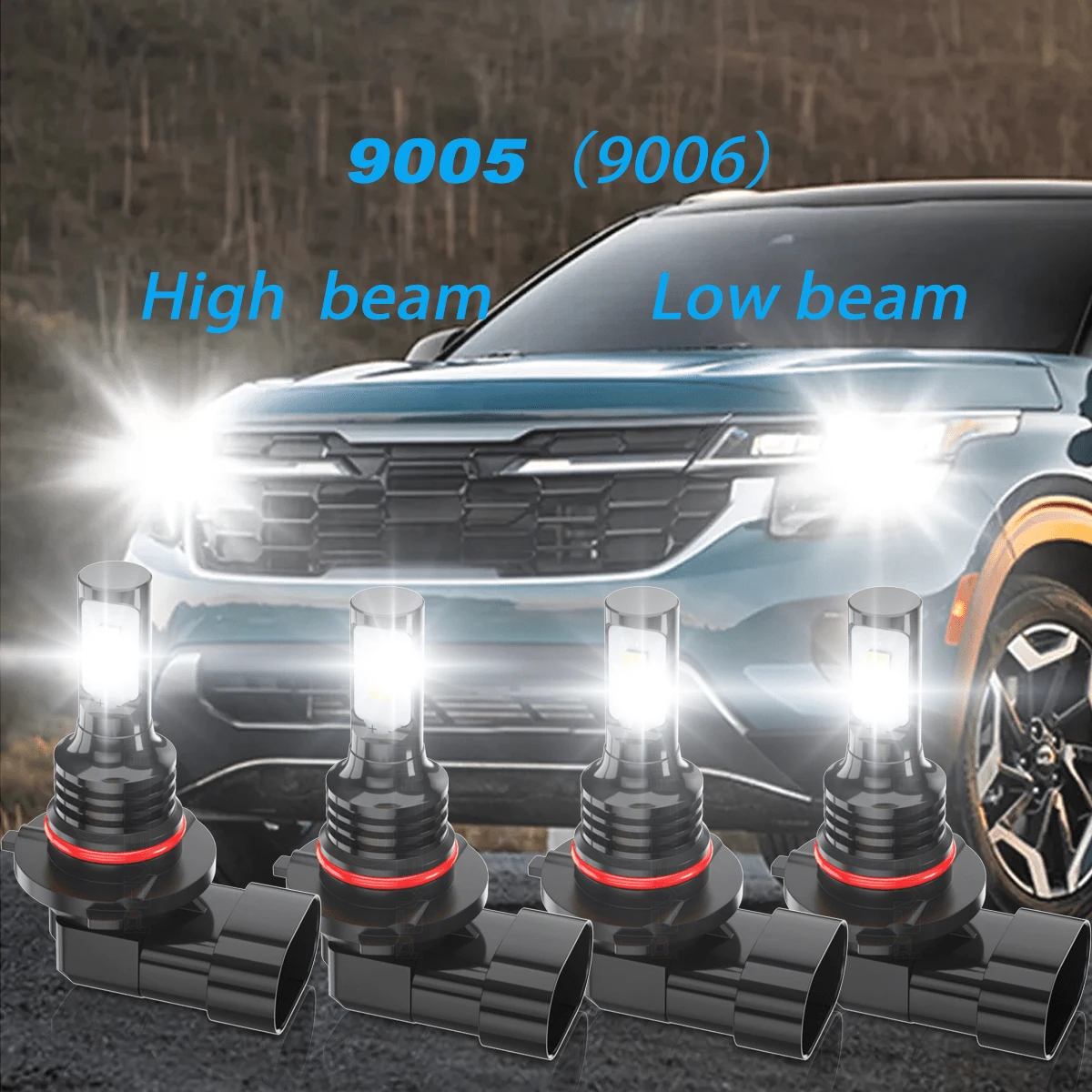 4x White For HondaCivic 2006 2007 2008 2009-2011 LED Headlight High Low Beam Bulbs Combo Kit