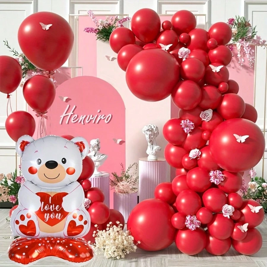 1 pieza Set de globo de peluche del Día de San Valentín con globo de aluminio con forma de corazón de 58 pulgadas"con cierre automático, diseño "Te Amo" - Perfecto para propuestas románticas, bodas y aniversarios, decoraciones del Día de San Valentín, globos de boda, decoración de boda, decoración del hogar, decoración de la habitación, recuerdos de fiesta para la novia