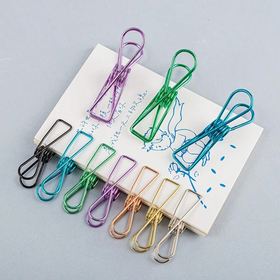 10 pièces/set Pinces à pince en acier inoxydable polyvalentes avec revêtement, emballage alimentaire, papier, vêtements, pinces pour sacs de chips avec élasticité forte, couleurs et styles assortis