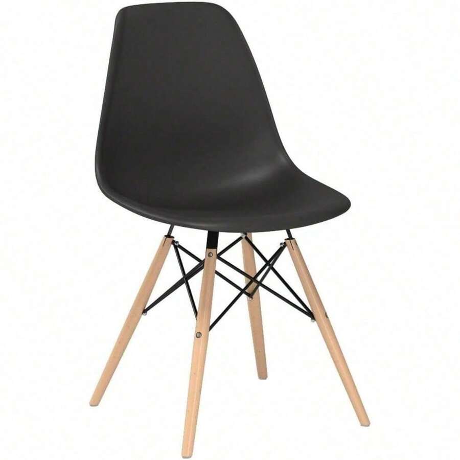 Pre Assembled Modern Style Dining Chair Mid Century Modern DSW Chair, Shell Lounge Plastic Chair For Kitchen, Dining,Bedroom, Living Room Side Chairs Set Of 4 (Black)