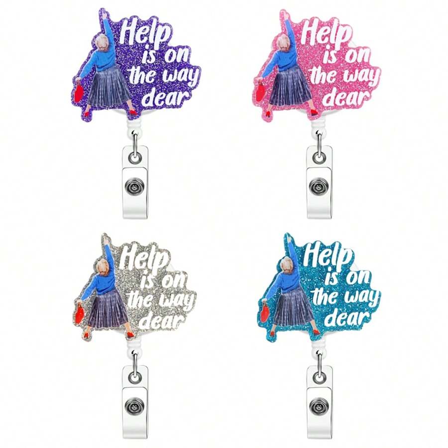 1pc Cute Badge Reel Retractable, Belt Clip Acrylic Bling Name Badge Holder For Nurse, Worker, Doctor, RN, LPN, CNA, Student