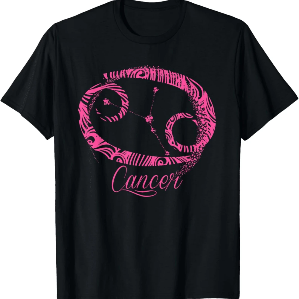 Pink Cancer Zodiac Sign Symbol Stars June July Birthday T Shirt