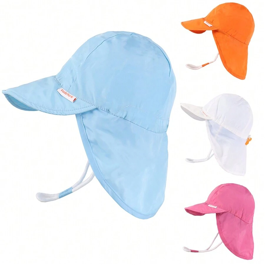 Infants Toddlers Hats Chin Strap Baby Boys Girls Sun Protection Hat Outdoor Play Wide Brim Bucket Hat With Neck Flap