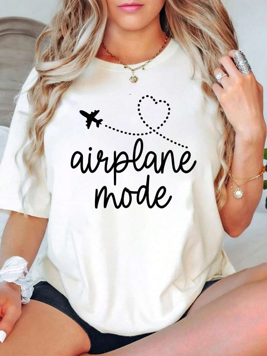 Oversized Style For Women, Airplane Mode Tee Comfort, Airplane Shirt, Vacay Mode Tshirt, Gift For Traveler, Introvert Gift Idea Tee, Vacation Tshirt, Loose Type Shirt For Women, Perfect For Holiday Parties Or Gift Giving, Soft And Comfortable
