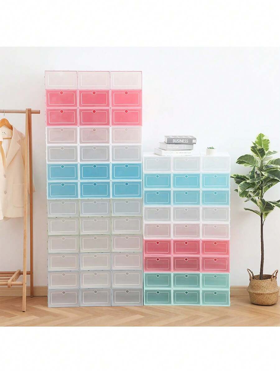 Plastik Schuhbox Schlafsaal Schuhlagerung Zuhause Tür einfaches Schuhgestell platzsparende Schuhkabinett Lagerbox transparent