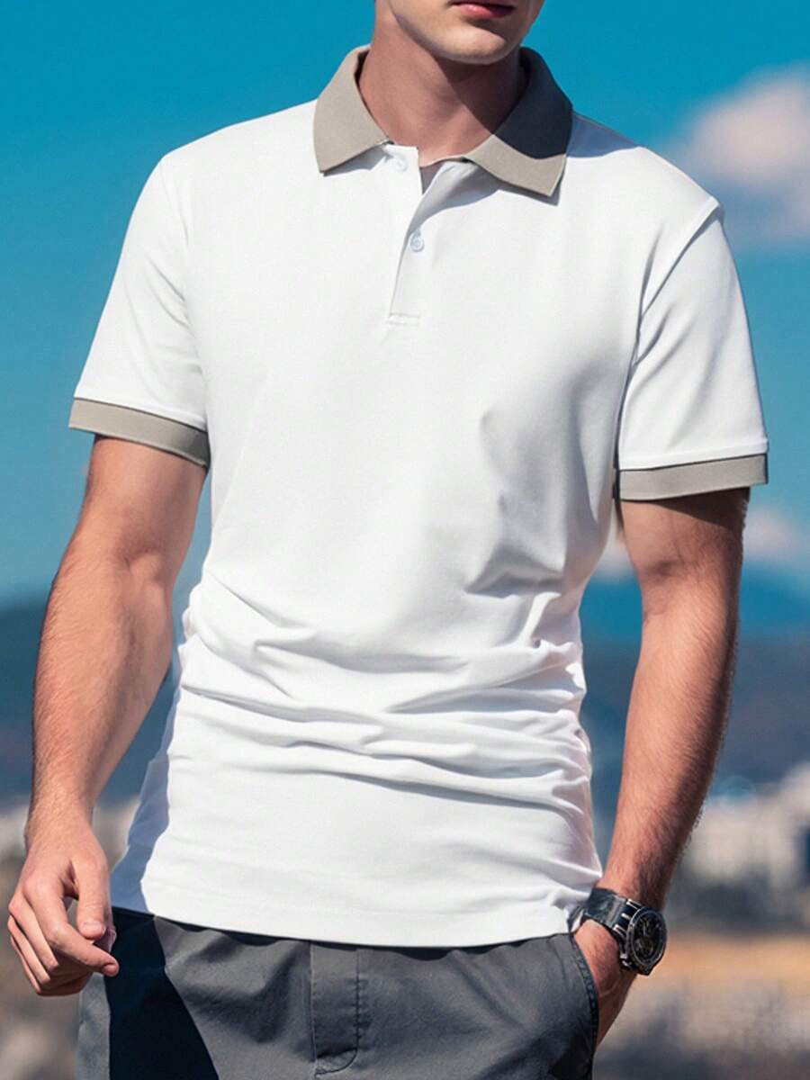 Men's Golf Polo Shirt, Boyfriend Style, Moisture Wicking, Short Sleeve, Casual, Suitable For Golf, Spring/Summer