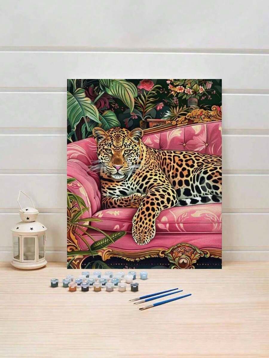 1 Set Vintage Leopard personalisiertes DIY digitales Ölgemälde Set, sorgfältig gefertigtes Ölgemälde, Verwendung von Farben, um Ihre Persönlichkeit auszudrücken, wähle ein Ölgemälde aus, um deinen Raum zu dekorieren, Verwendung von Farben, um das Leben zu dekorieren und die Persönlichkeit auszudrücken. Komm und starte deine Kunstereise. 40*50cm