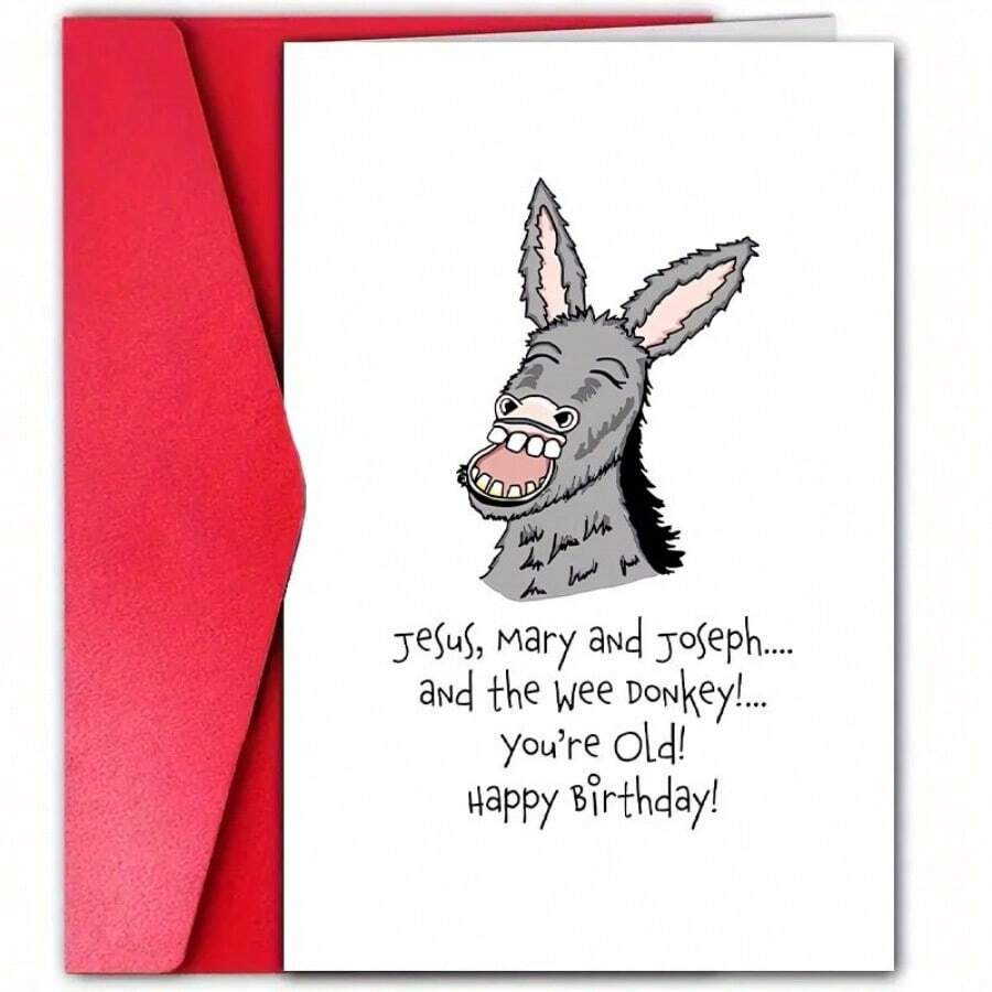 1pc Special Celebration Donkey Card With Envelope, Premium Paper Greeting Card For Family, Friends, Son, Daughter, Girlfriend, Classmate - All Occasions, Lovely Wishes