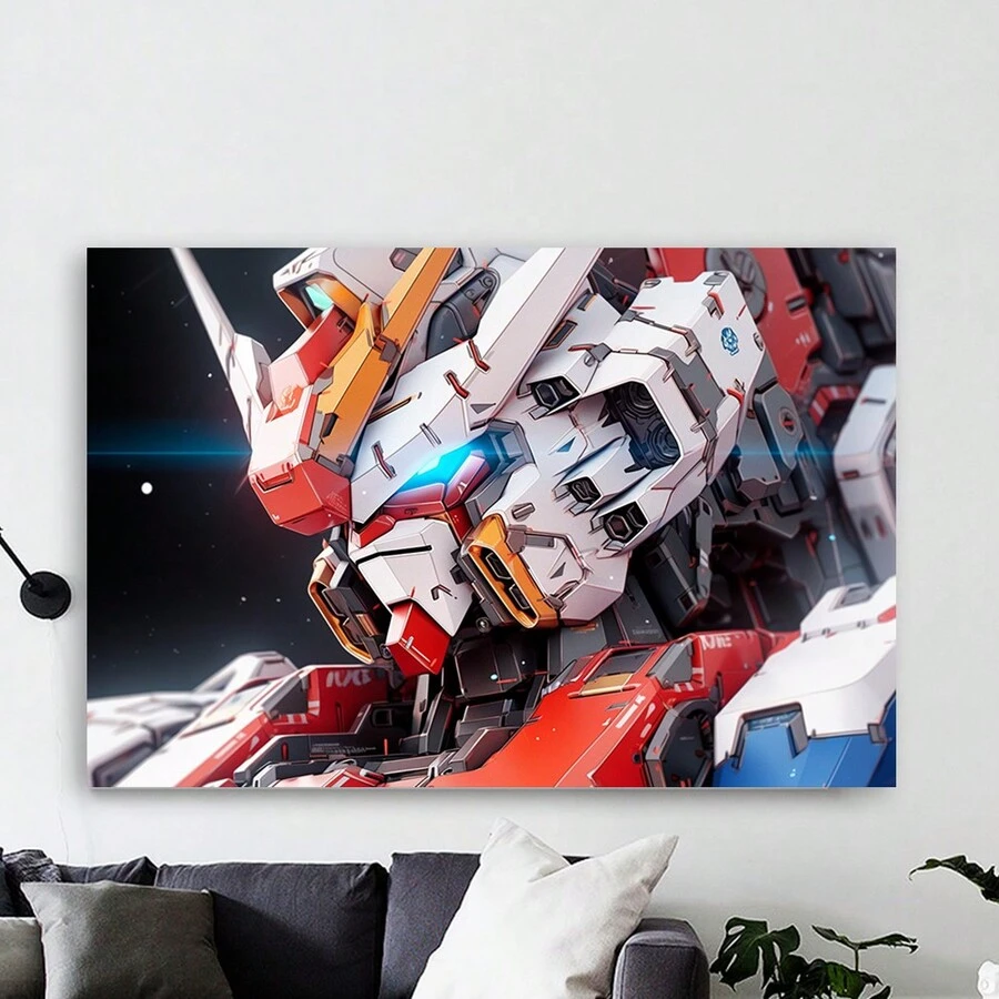 Arte de lienzo enmarcado con robot mecánico, decoración de pared de tecnología avanzada, ideal para bares, salas de juegos, dormitorios, salas de estar, comedores, salas de estudio, oficinas y talla grande decoración del hogar, un regalo perfecto para el Día de San Valentín.