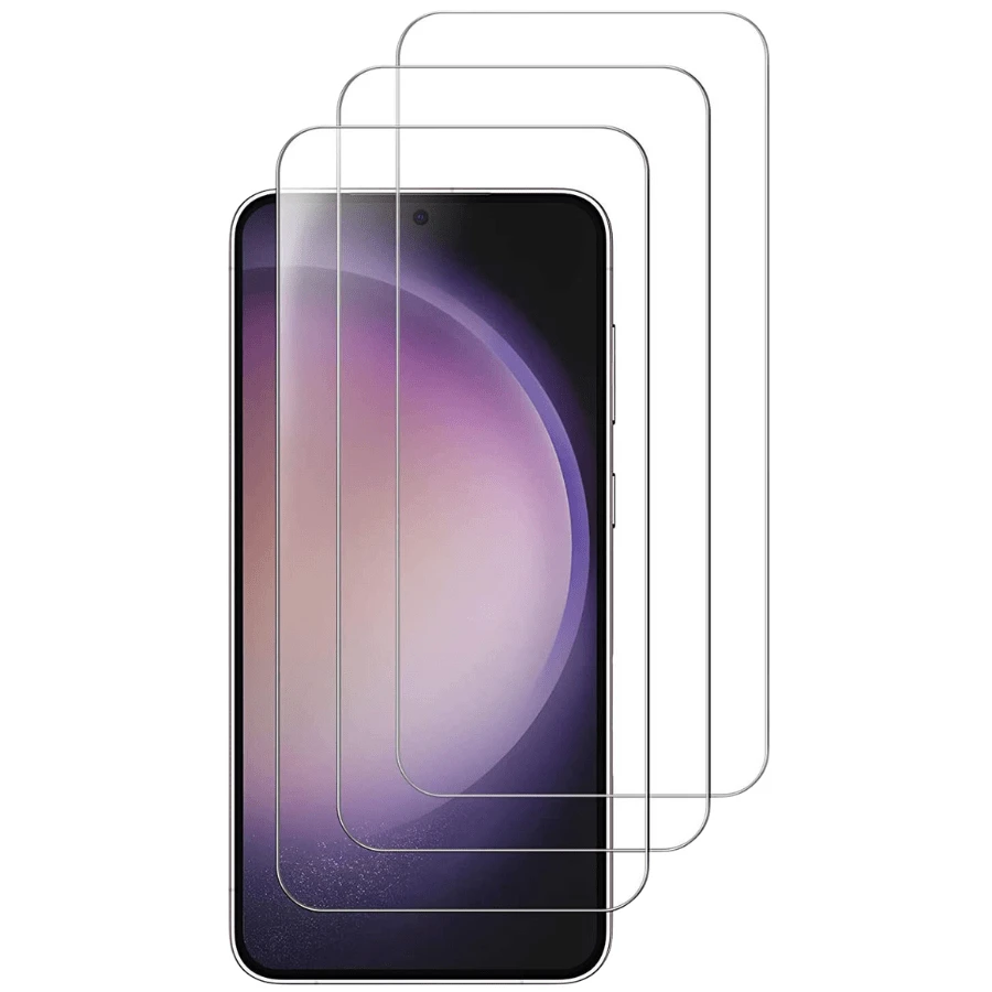 3-In-1 Entronix Clear Tempered Glass Screen Protector For Galaxy S25,S24,S23,S22,S21,S20,A06,A16,A03,A02,A04 Case Friendly Pack Of 3 Clear Screen Protectors