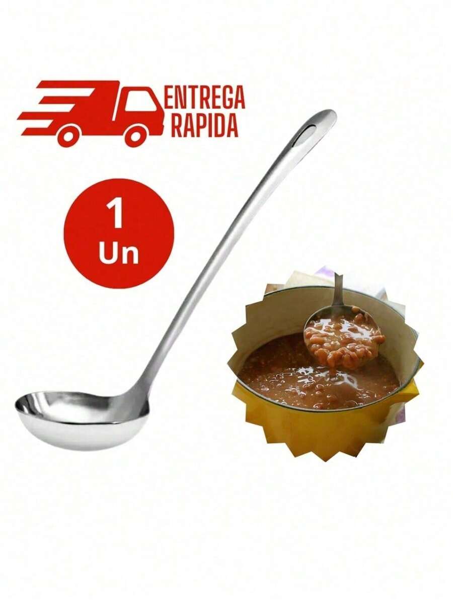 Concha para Sopa Feijão Caldos em Aço Inoxidável Maciço Grande 30 cm