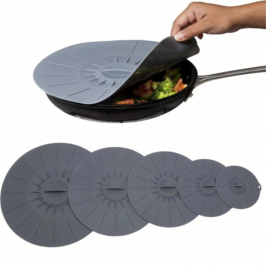5 pièces Couvercles en silicone pour micro-ondes, couvercles hermétiques en silicone réutilisables, résistants à la chaleur pour micro-ondes, couvercles anti-poussière et anti-éclaboussures pour bols, assiettes, casseroles et poêles. Couvercles anti-éclaboussures, utilisables au micro-ondes, sur la cuisinière, au réfrigérateur et au congélateur