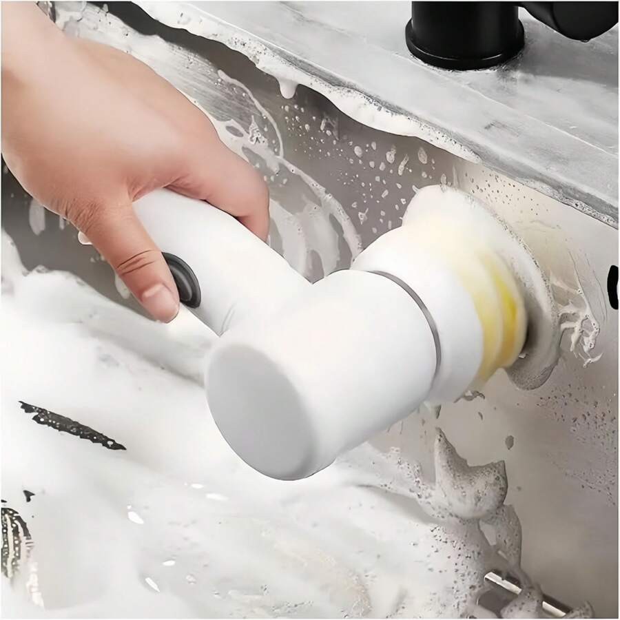 Electric Cleaning Rotary Brush Band, Multiple (With 3 Brush Heads, 4 Brush Heads, 5 Brush Heads) Power Cleaning Brush, Household Rechargeable Handheld Shower Cleaning Brush For Bathroom Wall Tile Floor Bathtub Kitchen