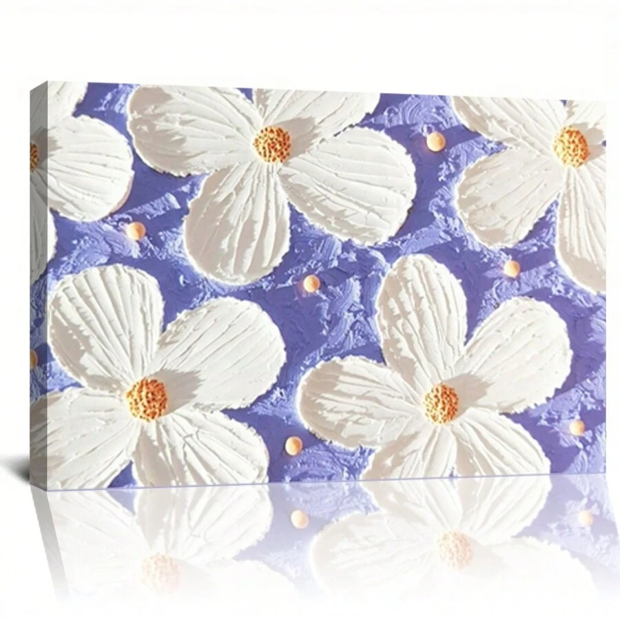Framed-3D Floral Canvas Print, Fresh And Natural-Style Art Decor, Suitable For Bedrooms, Kitchens, Dining Rooms, Living Rooms, Offices, And Other Home Decor Wall Spaces Abstract Canvas Painting, Modern Luxury Style Art Decorative Painting, Suitable For Bedroom, Kitchen, Dining Room, Living Room, Office And Other Home Decoration Wall