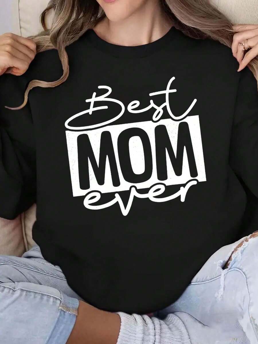 Best Mom Mothers Day Mom Mom Graphic Sweatshirt - Trendy Hoodies For Women - Soft Pullover For Fall And Winter - Cozy Womens Clothing For Casual Wear