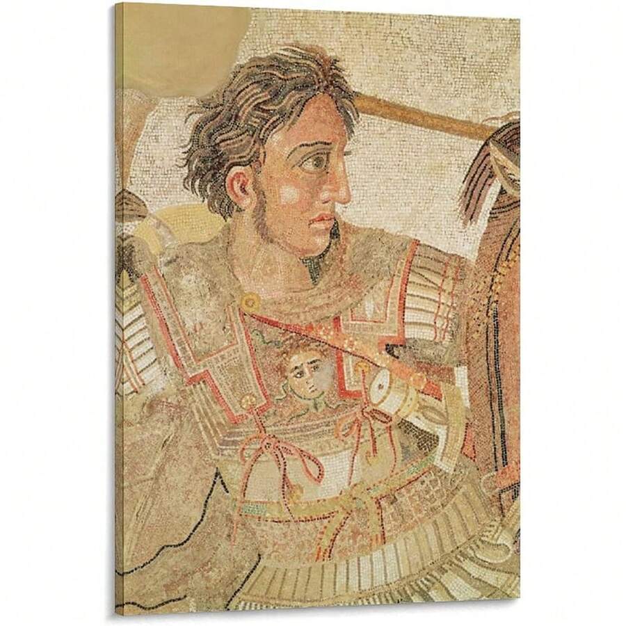 1PCS Framed Battle Of Issus Mosaic Canvas Painting Alexander The Great Poster Wall Art Decoration Canvas Prints For Home Room Decoration Bedroom Decoration Gift Poster, Suitable For Living Room Dining Room Study Kitchen Hotel Office Apartment Cafe Studio Bar Bathroom Dressing Room Corridor Wall Decoration