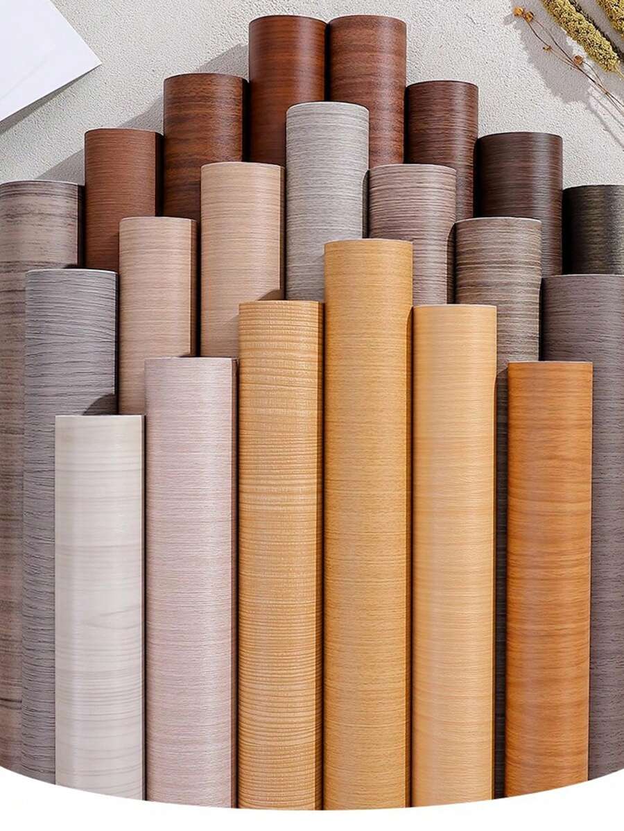 1 Pc PVC Kitchen Sticker, Modern Wood Grain Pattern Kitchen Wall Renovation Sticker
