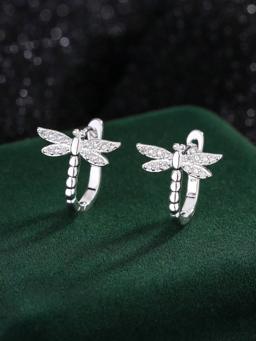 Cercei tip Dragonfly, cercei minimalisti vintage din zirconiu cu insecte
