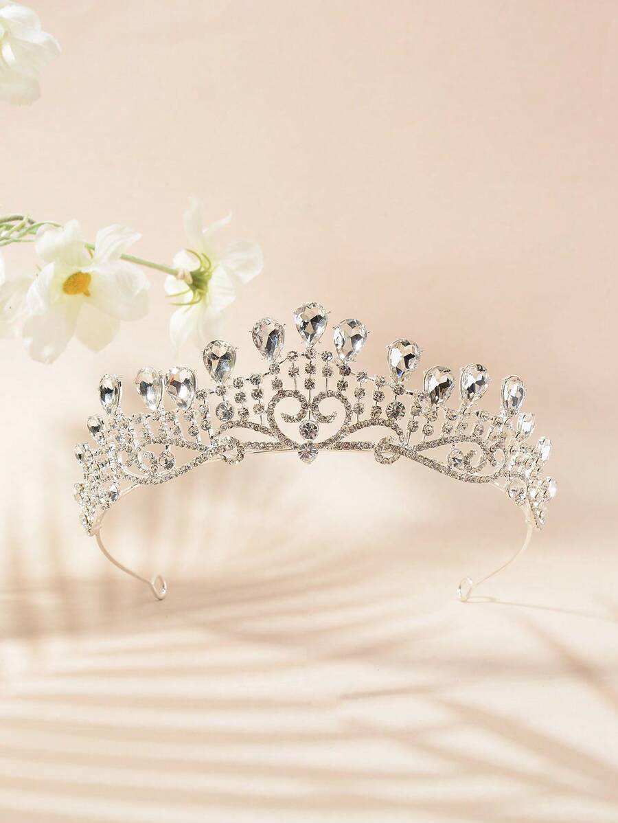 1pc Geometric Pattern Boho Elegant Zinc Alloy Luxury Wedding Bridal Accessory, Bride Wedding Hair Decoration Crown Veil, Simple & Modest, Suitable All Year Round