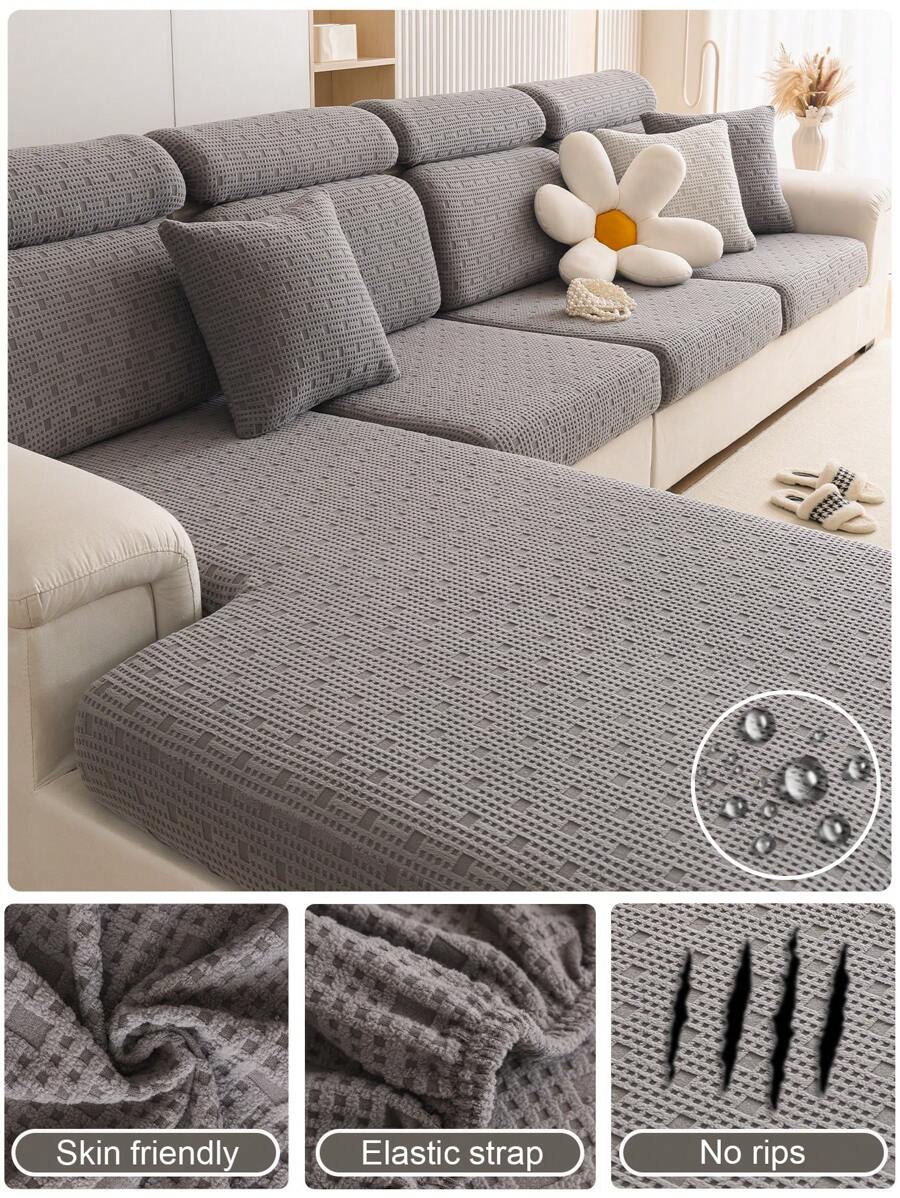 1 PC Grid Dots Sofa All Inclusive Universal Set Shake Fleece Anti Cat Scratch Four Seasons Universal Elastic Sofa Cover Cushion Cap Non Slip Sofa Backrest Cover,Suitable For Living Room Sofa Protection Of L-Shaped Sofas And 1, 2, 3, 4 Seat Sofas
