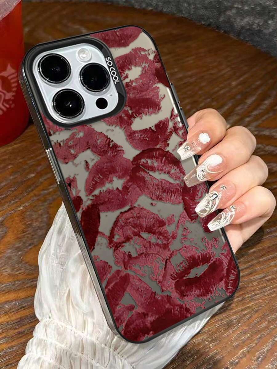1 Peça Capa de Celular Anti-queda com Design de lábio vermelho de Personalidade Compatível com iPhone 11 12 13 14 11pro Max 12pro Max 13pro Max 14pro Max Xr 15 15 Pro 15 Pro Max e Série Compatível com Samsung Galaxy
