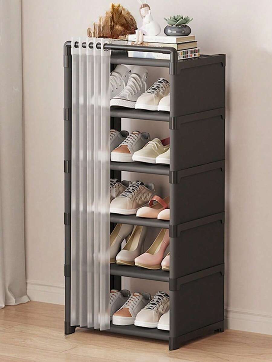 Estantería para zapatos de 6/5 niveles, organizador de zapatos doméstico económico y a prueba de polvo de múltiples capas, almacenamiento que ahorra espacio para dormitorios