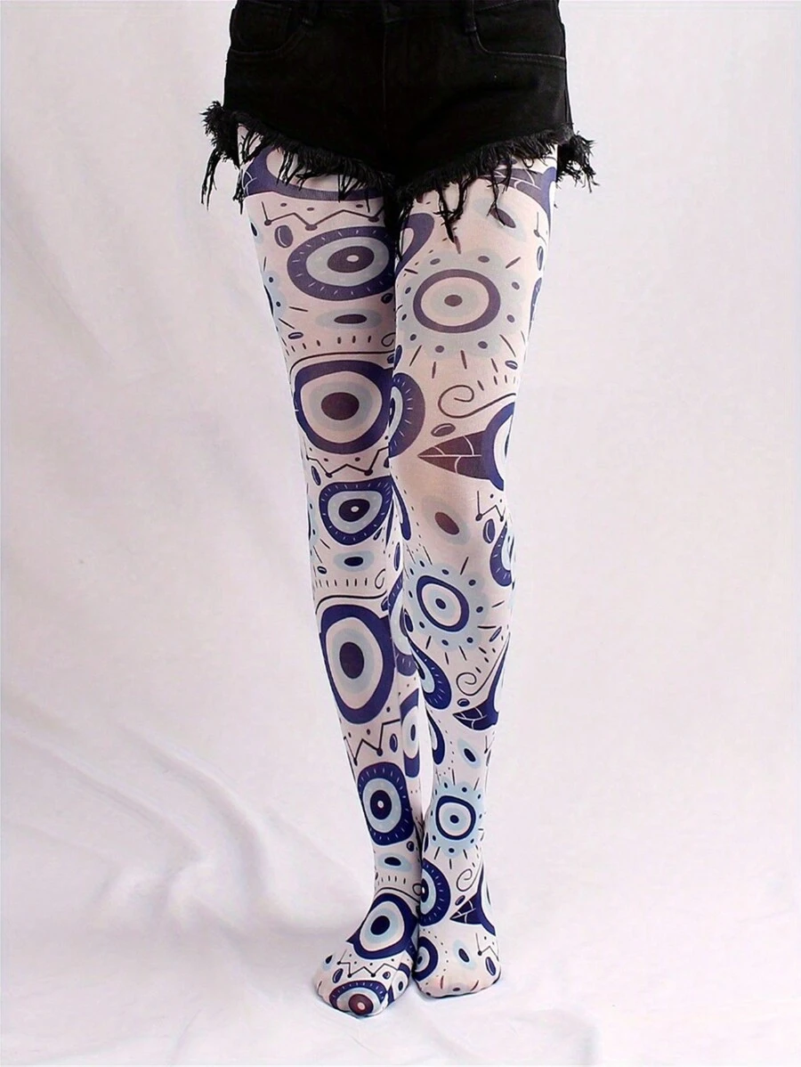 Briartw 1 par de pantis finos para mujer con estampado de ojo vintage, anti-enganches