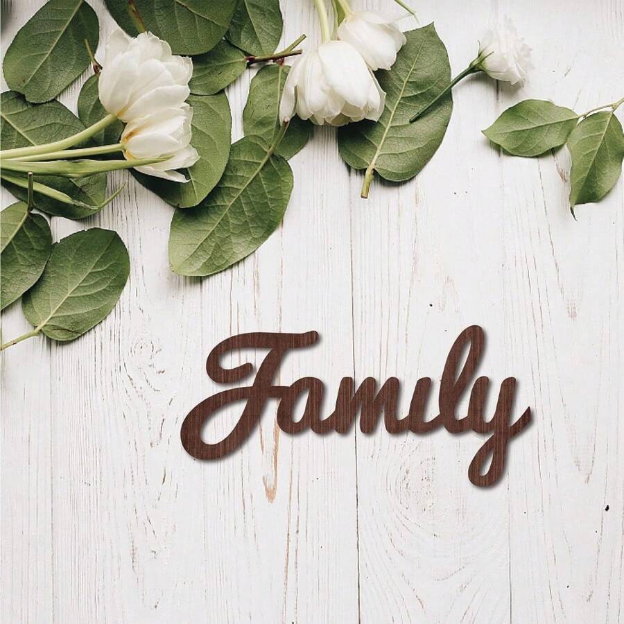 1PC Cutout Sign Family Letter Wooden Wall Arts Decor Quotes Wood Word Sculpture Signs Rustic Farmhouse For Housewarming Home Front Door Entryway Wall Decoration, Brown, 11.9 X 5.5inch