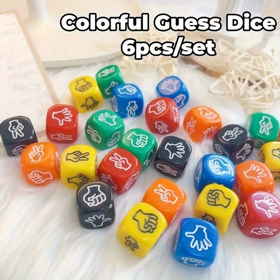 Set de 6 dados de juego de piedra, papel o tijera de colores mezclados