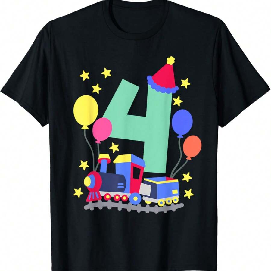 4th Birthday Train Lovers I'm 4 Boys Kids Four Years Old T-Shirt