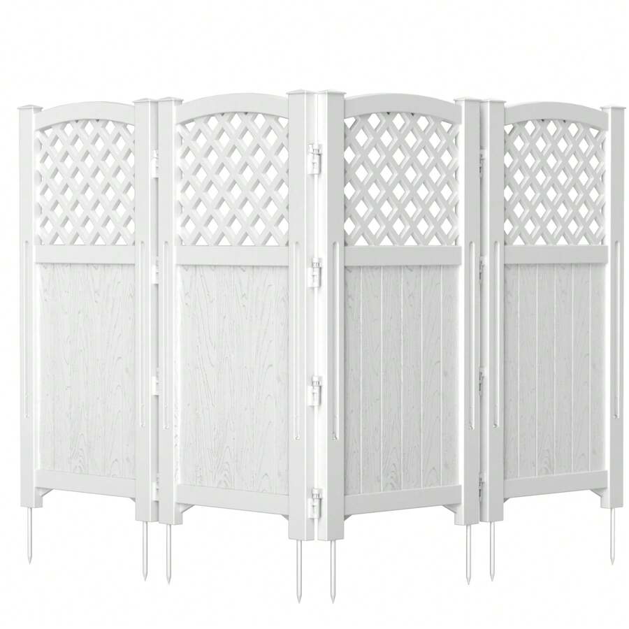 Mampara de privacidad de resina para exteriores Rankok, 4 paneles de valla para patio