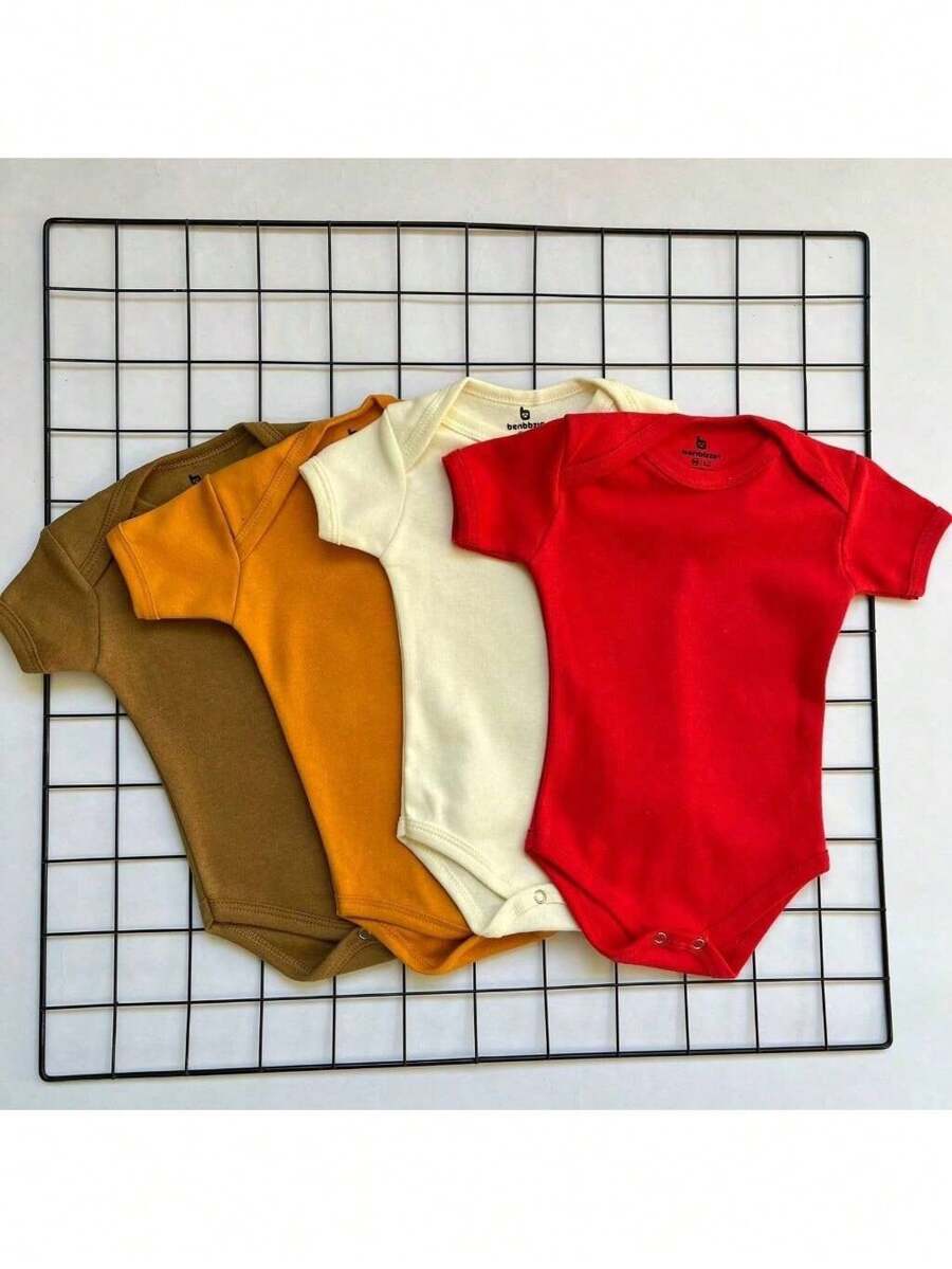 Kit Body Liso Bebê 4 Peças 100% Algodão.